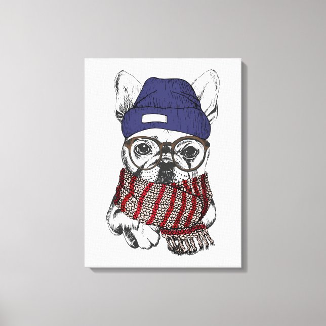 Hipster French Bull Dog Canvastryck (Framsida)