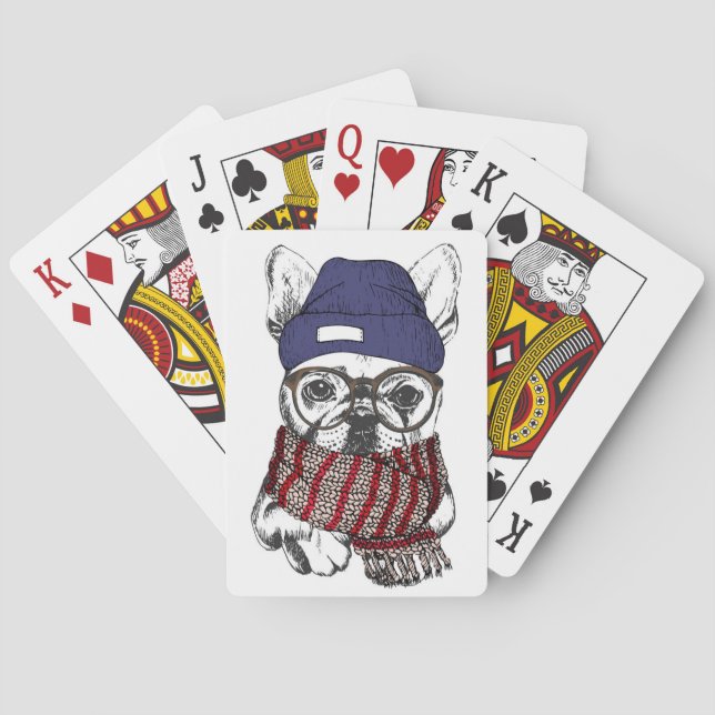 Hipster French Bull Dog Casinokort (Baksidan)