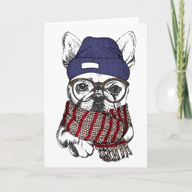 Hipster French Bull Dog Kort (Framsida)