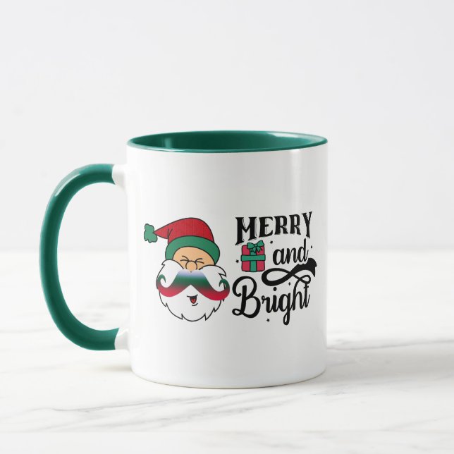 Hipster Funny Santa Mustache jul Mugg Design (Vänster)