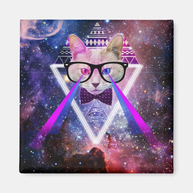 Hipster galaxy cat magnet (Framsidan)