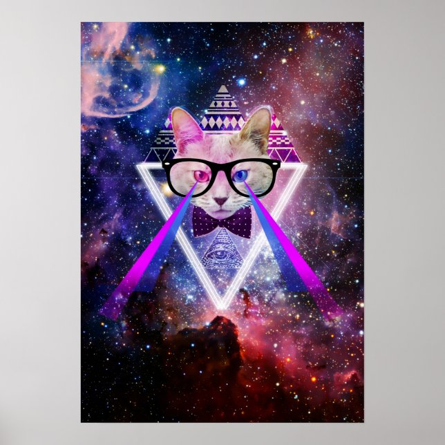Hipster galaxy cat poster (Framsidan)