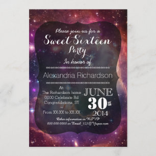 Hipster Galaxy Space-bakgrundsbild, Sweet sixteen Inbjudningar