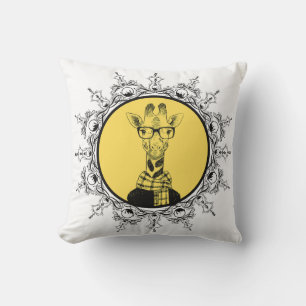 Hipster Geek Giraffe Funny Kudde