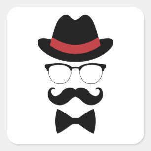 Hipster gentleman Inslag Fyrkantigt Klistermärke
