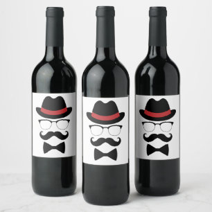 Hipster gentleman Inslag Vinflaska Etikett
