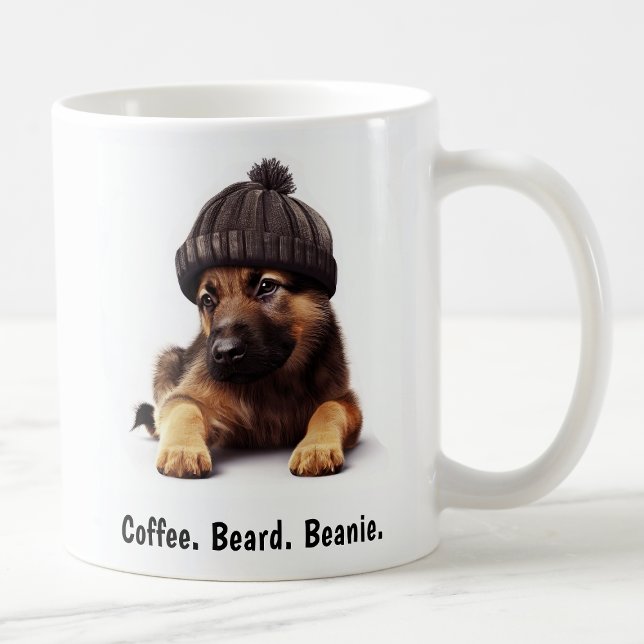 Hipster German Shepherd with Beanie Swagger Kaffemugg (Skapare uppladdad)