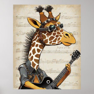 Hipster Giraffaffisch - Rockstjärna Djur Väggkonst