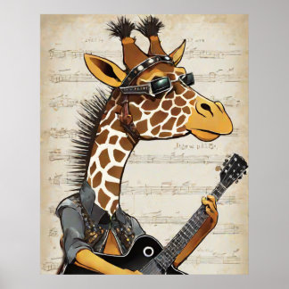 Hipster Giraffaffisch - Rockstjärna Djur Väggkonst