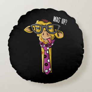 Hipster Giraffe funny African Animal with Glass Rund Kudde