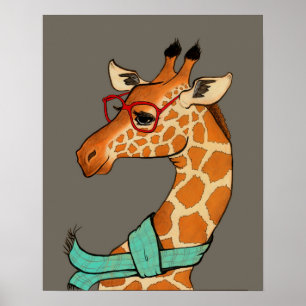 Hipster Giraffe Poster