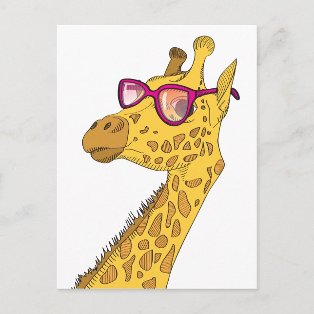 Hipster Giraffe Vykort (Framsida)
