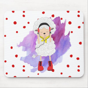 Hipster Girl Lamb med Red Boots Musmatta