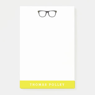 Hipster Glass and Neon Gult Post-it Block