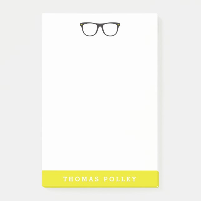 Hipster Glass and Neon Gult Post-it Block (Framsida)