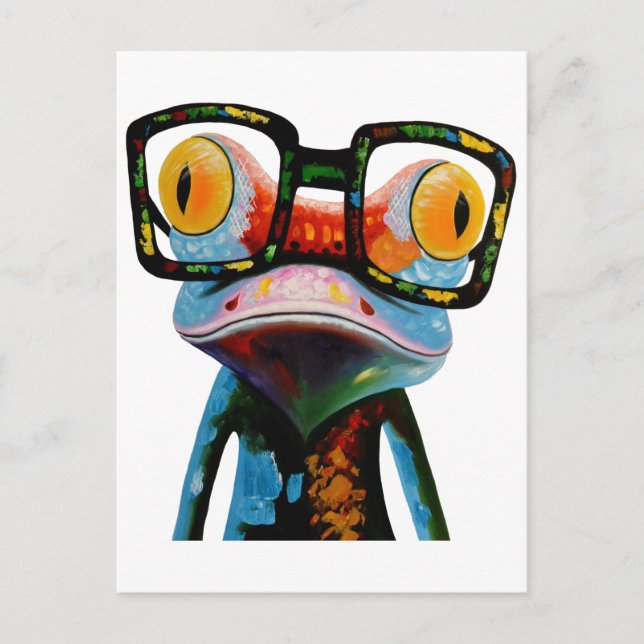 Hipster Glasses Frog Vykort (Framsida)