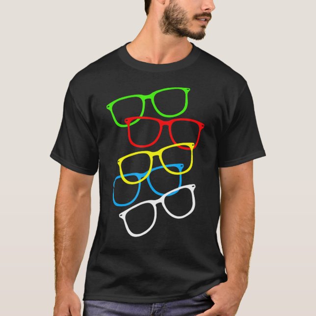 Hipster Glasses Skriv ut Optometrist Eyeglass Opti T Shirt (Framsida)