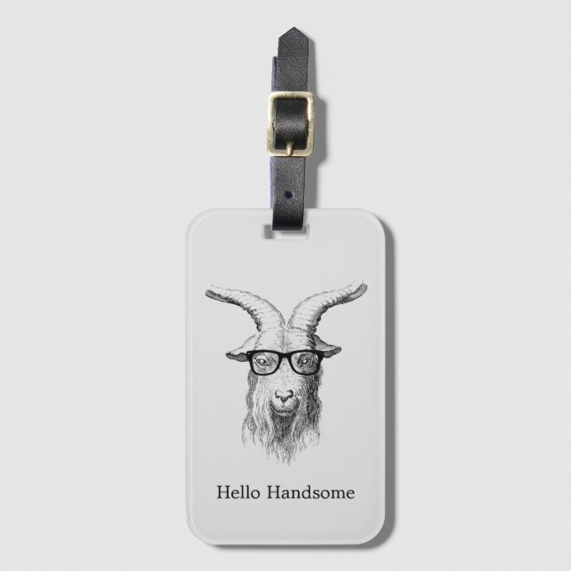 Hipster Goat Hej Handsome Bagagebricka (Framsida vertikal)