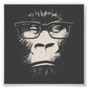 Hipster Gorilla with Glass Fototryck