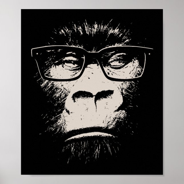Hipster Gorilla with Glass Poster (Framsidan)