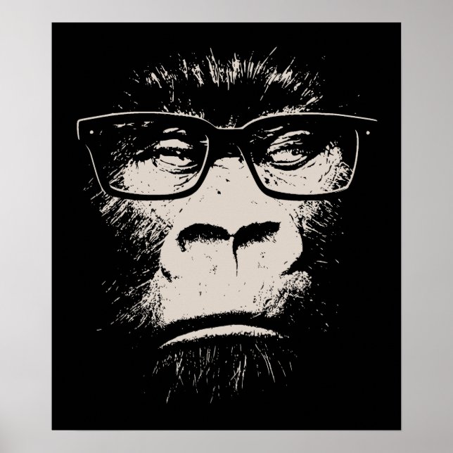 Hipster Gorilla with Glass Poster (Framsidan)