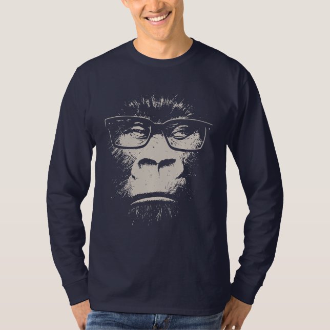Hipster Gorilla with Glass Tee Shirt (Framsida)