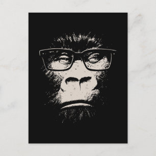 Hipster Gorilla with Glass Vykort