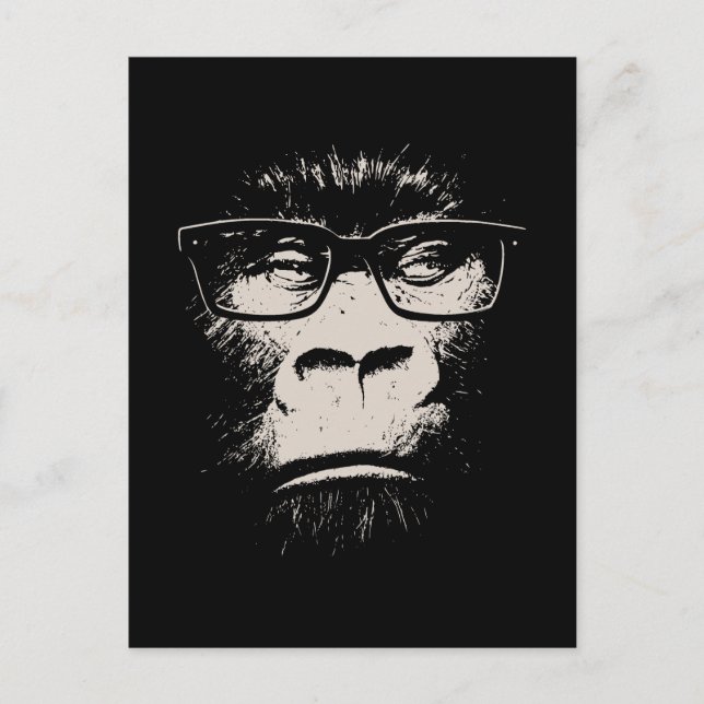 Hipster Gorilla with Glass Vykort (Framsida)