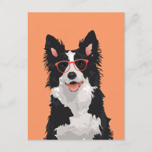 Hipster Gräns Collie-vykort för Hundälskare Vykort
