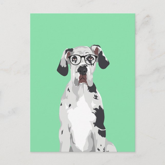 Hipster Great dane för Hundälskare Vykort (Framsida)