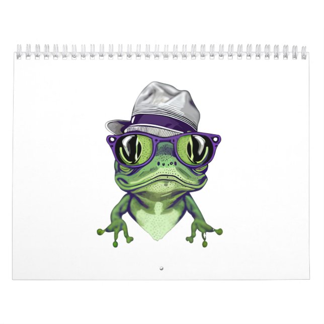 Hipster groda djur med glasögon och hattvektor kalender (Omslag)