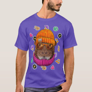 Hipster Guinea Gris Geek Nerd Glass Animal Kärlek  T Shirt