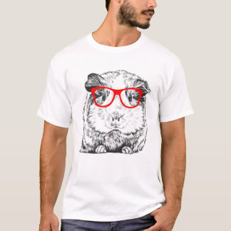 Hipster Guinea Gris i Red Glass Pet Animal T Shirt