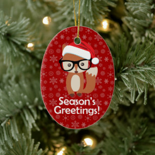Hipster Helgdag Fox Glass Cute Animal Jul Julgransprydnad Keramik