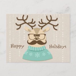 Hipster Helgdag Reindeer Helg Vykort