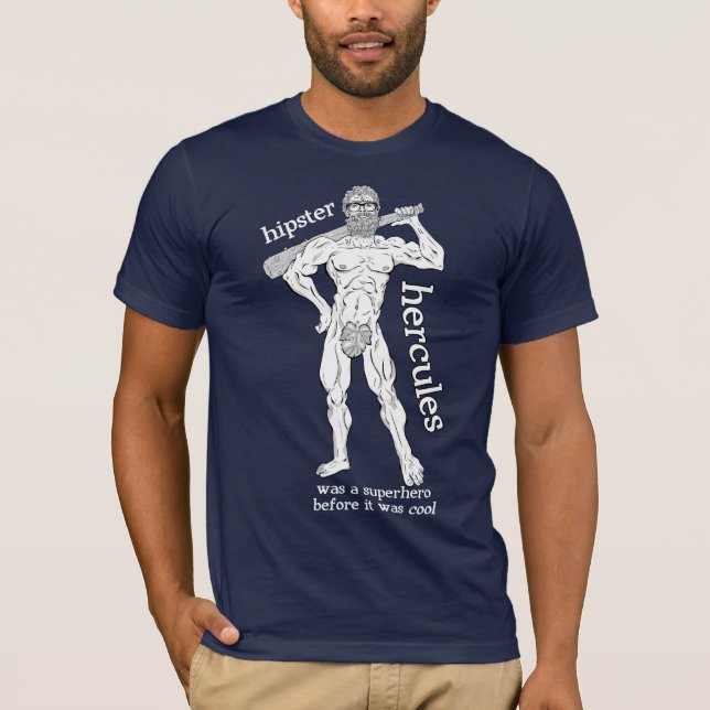 Hipster Hercules (för mörka skjortor) Tee Shirt (Framsida)