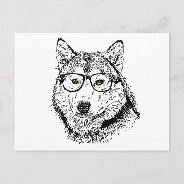 Hipster Hund Vykort (Framsida)