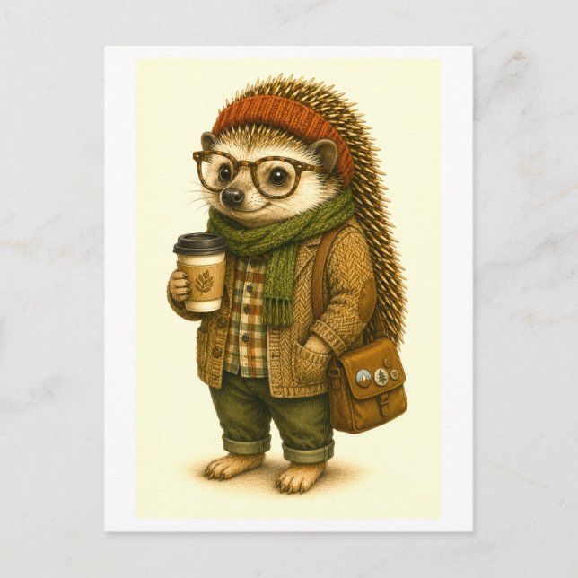 Hipster Igelkott Postkort Vykort (Framsida)