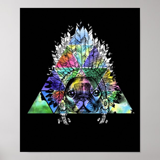 Hipster Indian Pug Hund Poster (Framsidan)