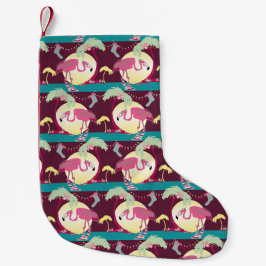 Hipster jul flamingo palm högtids scen liten julstrumpa