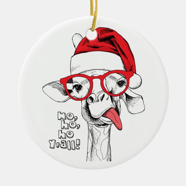 Hipster jul Giraffe | HELGDAGAR Julgransprydnad Keramik (Framsidan)