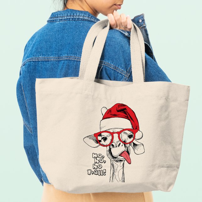Hipster jul Giraffe Helgdagars Funny Animal Jumbo Tygkasse (Skapare uppladdad)