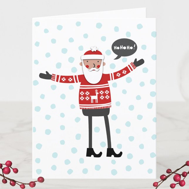 Hipster jultomte helgkort (Hipster Santa in Skinny Jeans Christmas greetings card)