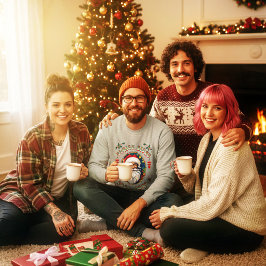 Hipster Jultomten Slädtur Bra Vibbar Jul Lång Ärmad Tröja