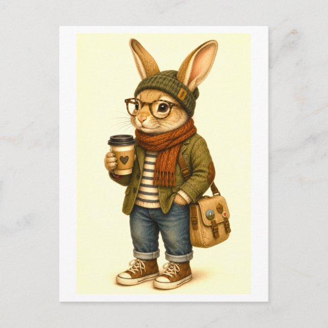 Hipster Kanin Postkort Vykort (Framsida)