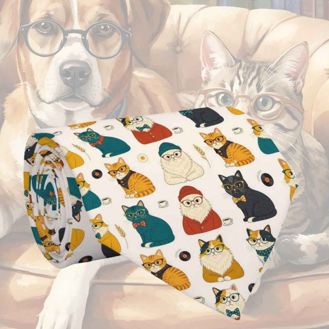 Hipster Katt i Glasögon Illustrationer Slips (Skapare uppladdad)