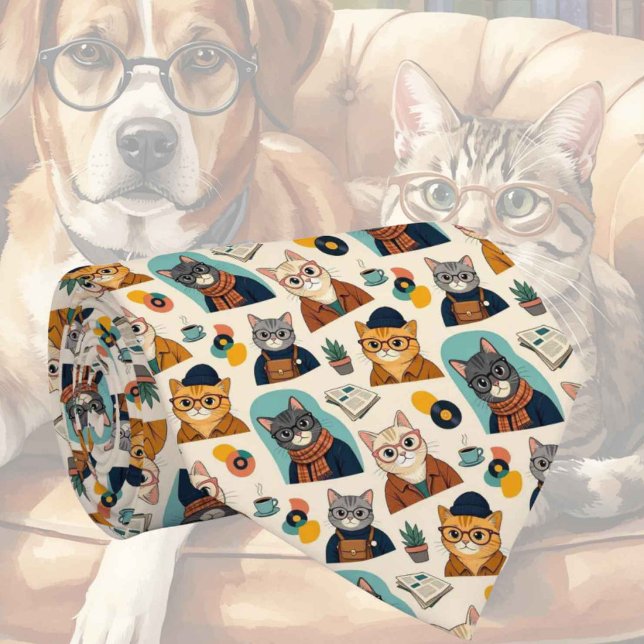 Hipster Katt i Glasögon Illustrationer Slips (Skapare uppladdad)