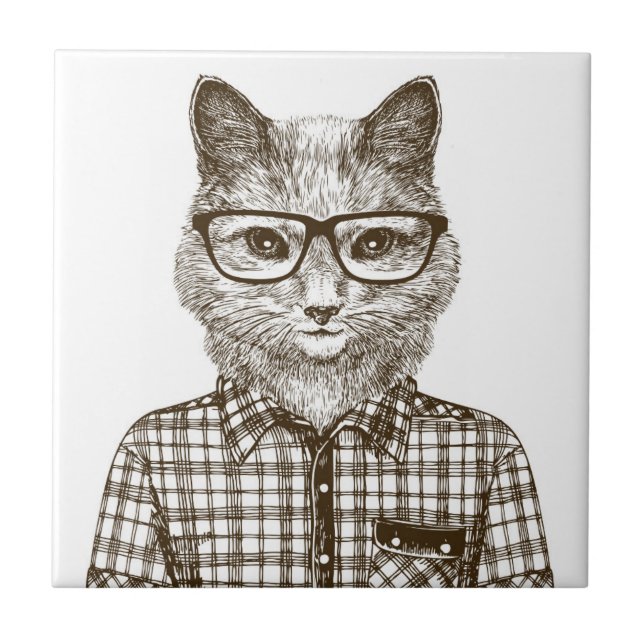 Hipster Katt Kakelplatta (Framsidan)