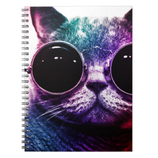 Hipster Katt Popkonst Anteckningsbok Med Spiral