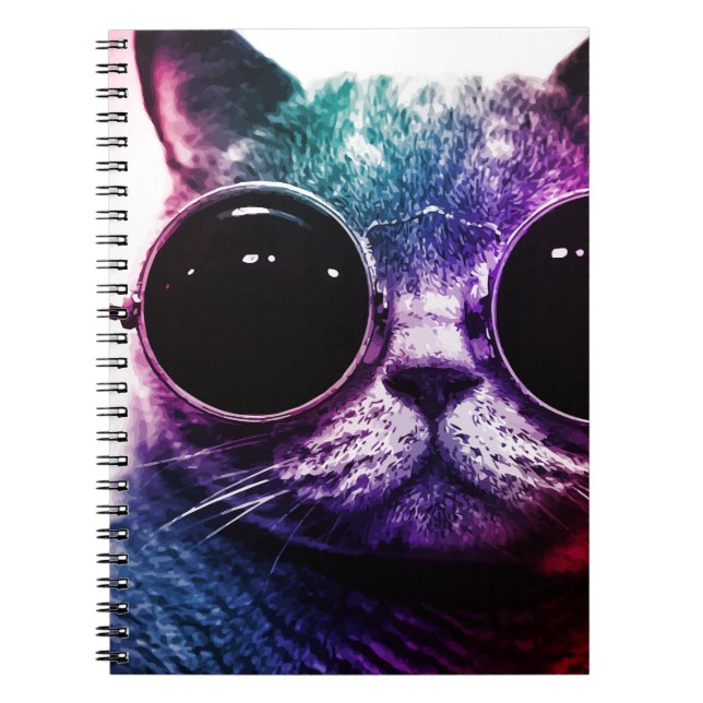 Hipster Katt Popkonst Anteckningsbok Med Spiral (Framsidan)